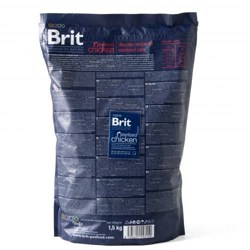 Сухой корм Brit Premium Cat by Nature Sterilised для стерилизованных кошек, с курицей, 1500 г 171862 фото