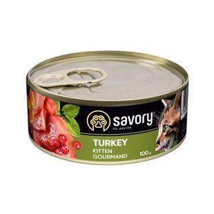 Вологий корм Savory для кошенят, з індичкою, 100 г 30679 фото
