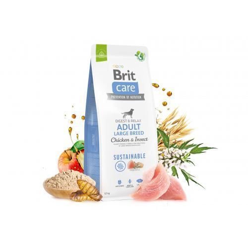 Сухой корм Brit Care Dog Sustainable Adult Large Breed для собак больших пород, с курицей и насекомыми, 1 кг 172181 фото